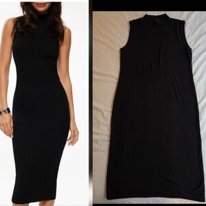 Magaschoni XL Micromodal Mock Neck Thin Rib Sweater Midi Dress Fall